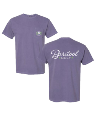 Barstool Golf Stool & Stars Pocket Tee - Purple