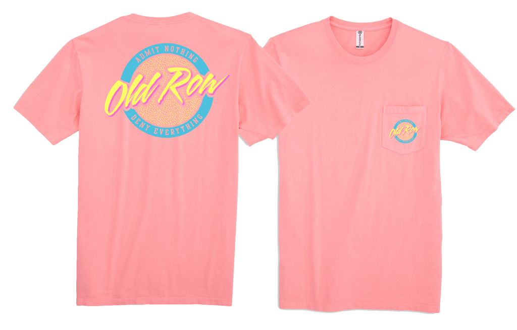 Circle Logo Pocket Tee (Pink w/ Light Blue/Yellow)