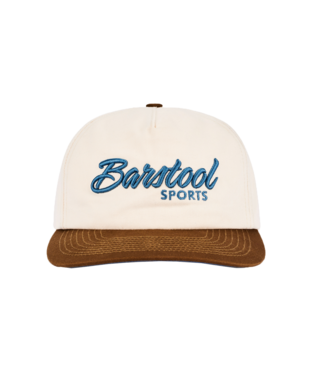 Barstool Script Retro Snapback Hat-Ivory/Brown